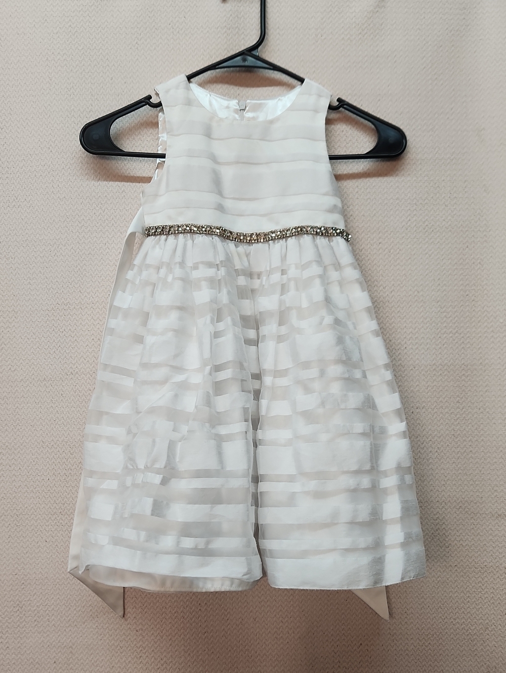 American Princess White Striped Party Skirt with Beaded Waist